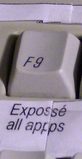 This photograph shows an incorrect alignment of the two halves of the F9 label. The alignment is so wrong that one letter on each row of the label is repeated.