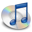 iTunes 2.0's icon: A CD with a blue musical note in front of it.
