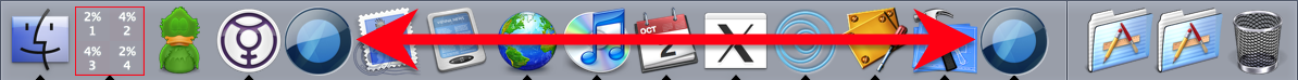 One of them is the application bundle as I see it in the Finder, which is what I added to the Dock myself, and which is no longer running; the other is the application behind the running Sapiens process, which appears in the Dock for only that reason.