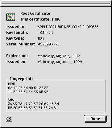 Same window, but for a root certificate.