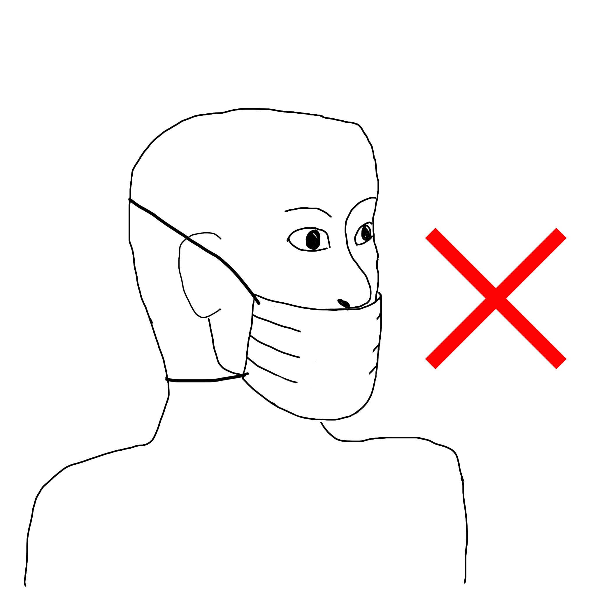 A mask being worn over the mouth and chin only, with the nose exposed.