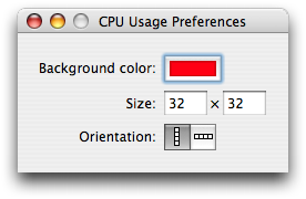 CPU Usage preferences window, with original Mac OS X shadow.
